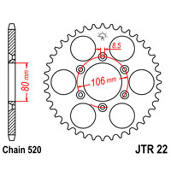 JT JT Rear Sprockets R/W 22-45